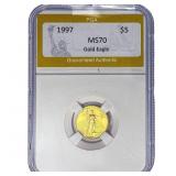 1997 1/10oz $5 Gold Eagle PGA MS70