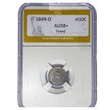 1849-O Seated Liberty Half Dime PGA AU58+ Toned