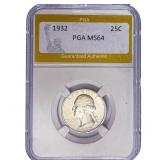 1932 Washington Silver Quarter PGA MS64