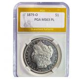 1879-O Morgan Silver Dollar PGA MS63 PL