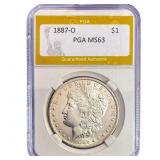 1887-O Morgan Silver Dollar PGA MS63