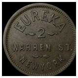 1863 Civil War Token Eureka 2 Warren St. NY NEARLY