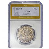 1936-S Rhode Island Half Dollar PGA MS66