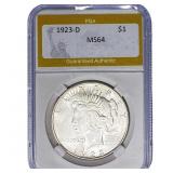 1923-D Silver Peace Dollar PGA MS64