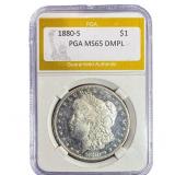1880-S Morgan Silver Dollar PGA MS65 DMPL