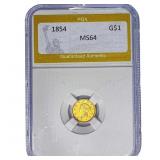 1854 Rare Gold Dollar PGA MS64