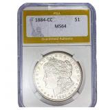 1884-CC Morgan Silver Dollar PGA MS64