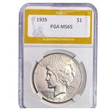1935 Silver Peace Dollar PGA MS65