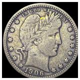 1906 Silver Barber Quarter NEARLY UNCIRCULATED