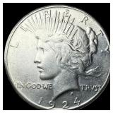1924 Silver Peace Dollar CLOSELY UNCIRCULATED