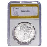1897-S Morgan Silver Dollar PGA MS64