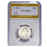 1932 Washington Silver Quarter PGA MS64+