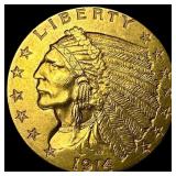 1914 Indian Head $2.5 Gold Quarter Eagle CLOSELY U