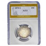 1876-S Seated Liberty Quarter PGA AU53