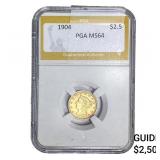 1904 $2.50 Gold Quarter Eagle PGA MS64