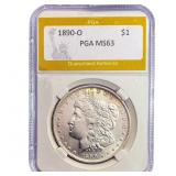 1890-O Morgan Silver Dollar PGA MS63