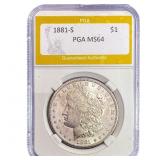 1881-S Morgan Silver Dollar PGA MS64