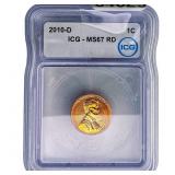 2010-D Wheat Cent ICG MS67 RD