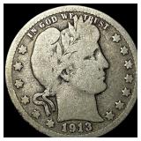 1913-D Silver Barber Quarter NICELY CIRCULATED