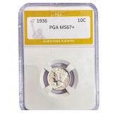 1936 Mercury Silver Dime PGA MS67+