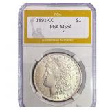 1891-CC Morgan Silver Dollar PGA MS64