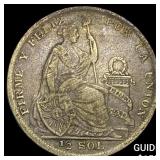 1928 Peru Silver 1/2 Sol