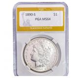 1890-S Morgan Silver Dollar PGA MS64