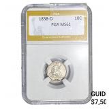 1838-O Seated Liberty Dime PGA MS61