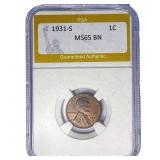 1931-S Wheat Cent PGA MS65 BN