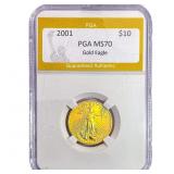 2001 1/4oz $10 Gold Eagle PGA MS70