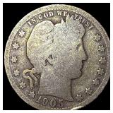 1905-O Silver Barber Quarter NICELY CIRCULATED
