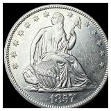 1857 Seated Liberty Half Dollar CLOSELY UNCIRCULAT