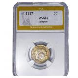 1917 Buffalo Nickel PGA MS64+ Rainbow