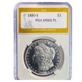 1880-S Morgan Silver Dollar PGA MS65 PL