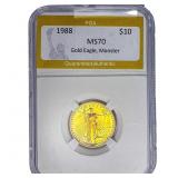 1988 1/4oz $10 Gold Eagle PGA MS70 Monster
