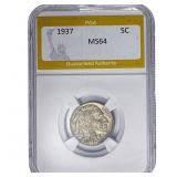 1937 Buffalo Nickel PGA MS64