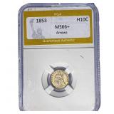 1853 Seated Liberty Half Dime PGA MS66+ Arrows