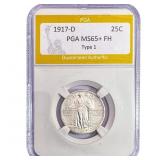 1917-D Standing Liberty Quarter PGA MS65+ FH Type
