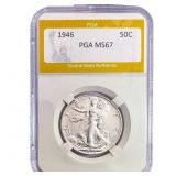 1946 Walking Liberty Half Dollar PGA MS67