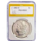 1882-O Morgan Silver Dollar PGA MS63
