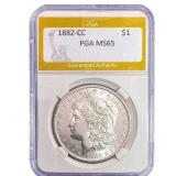 1882-CC Morgan Silver Dollar PGA MS65