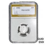 1902 Barber Dime PGA AU58