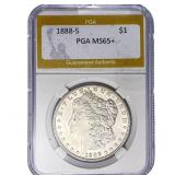 1888-S Morgan Silver Dollar PGA MS65+