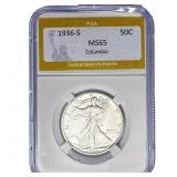 1936-S Walking Liberty Half Dollar PGA MS65