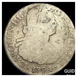 1794 Mexico Silver 8 Reales Chopmarked NEARLY UNCI