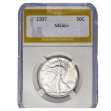 1937 Walking Liberty Half Dollar PGA MS66+