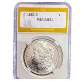 1882-S Morgan Silver Dollar PGA MS64