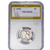 1936 Buffalo Nickel PGA MS66