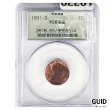 1931-D Wheat Dollar PCGS MS63 RB