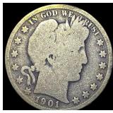 1901-S Silver Barber Half Dollar NICELY CIRCULATED